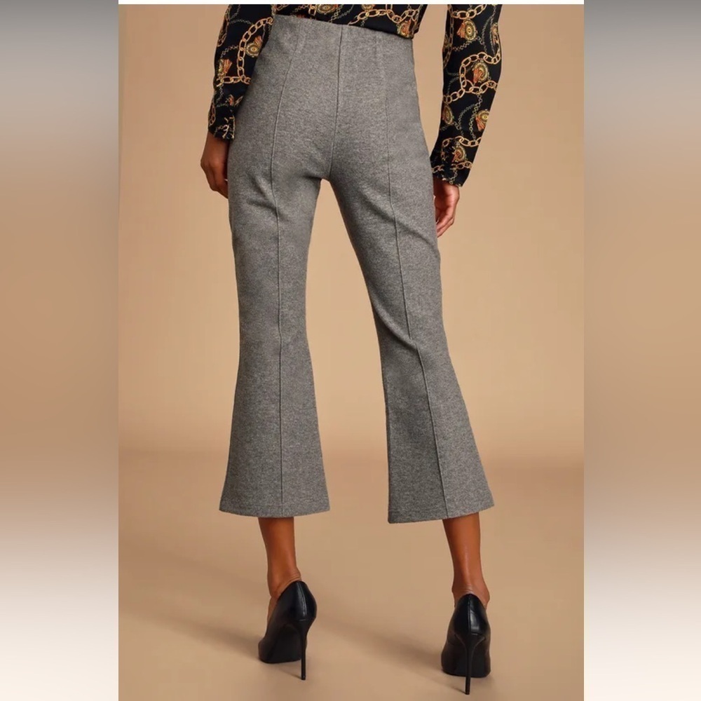 NWOT Lulu’s Brylee Heather Grey Marled Knit Trouser Pants - Picture 4 of 9